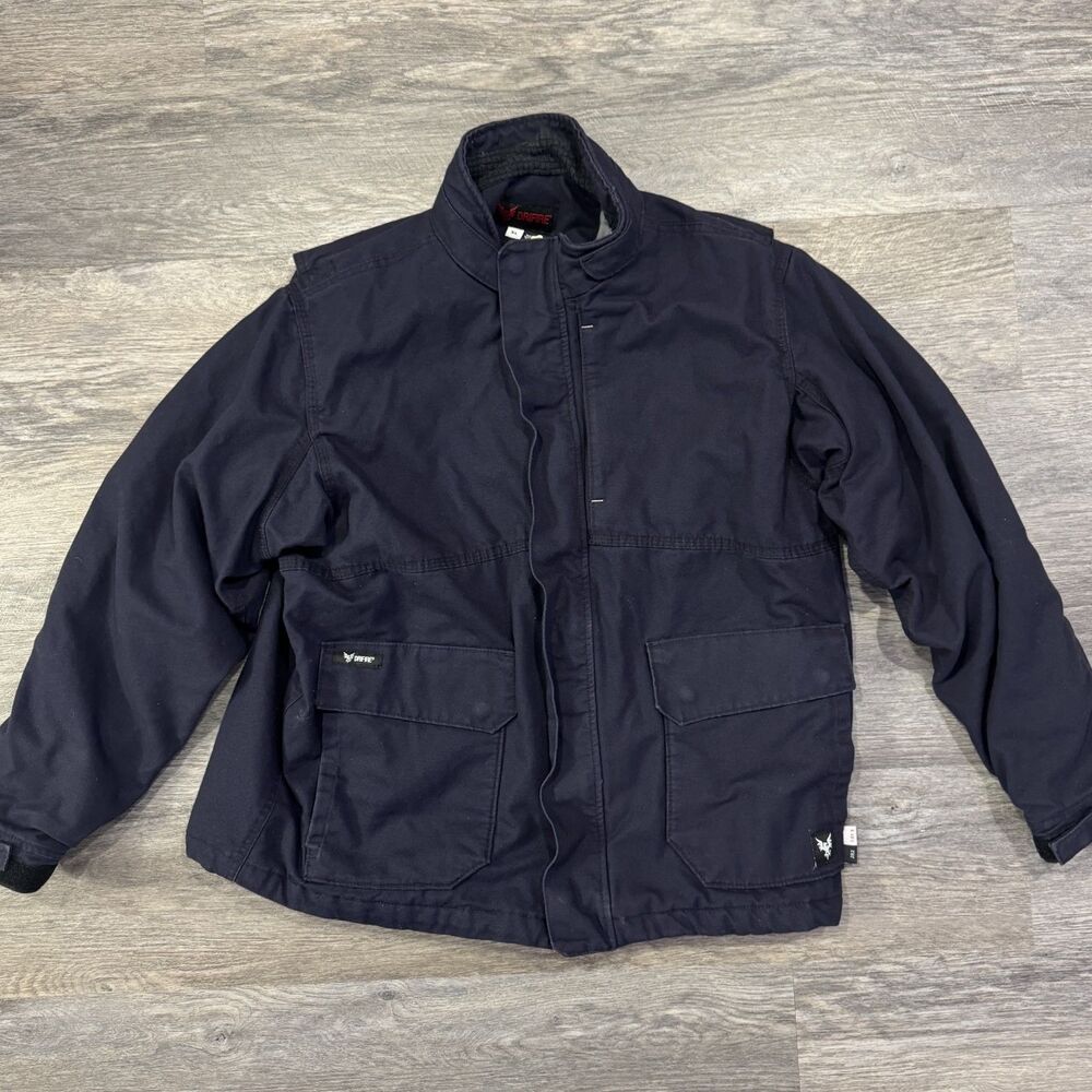 DRIFIRE FR Jacket XL Navy Blue Insulated Quilted Lined Full Zip Workwear
